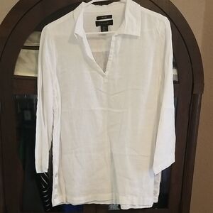 Tahari White Tunic Top